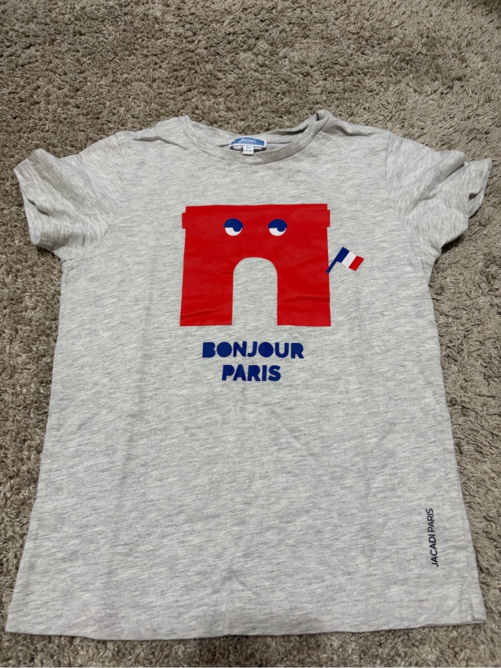 Jacadi Gray Tee with Red & Blue Paris Graphic